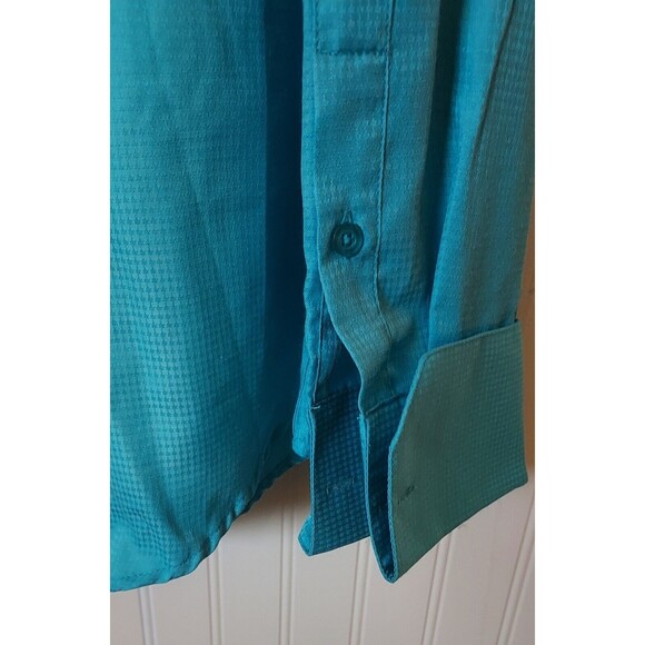 Men HENRI PICARD Blue Single Needle Tailoring French Cuff Dress Shirt Sz 16‎ 1/2 - Picture 7 of 7